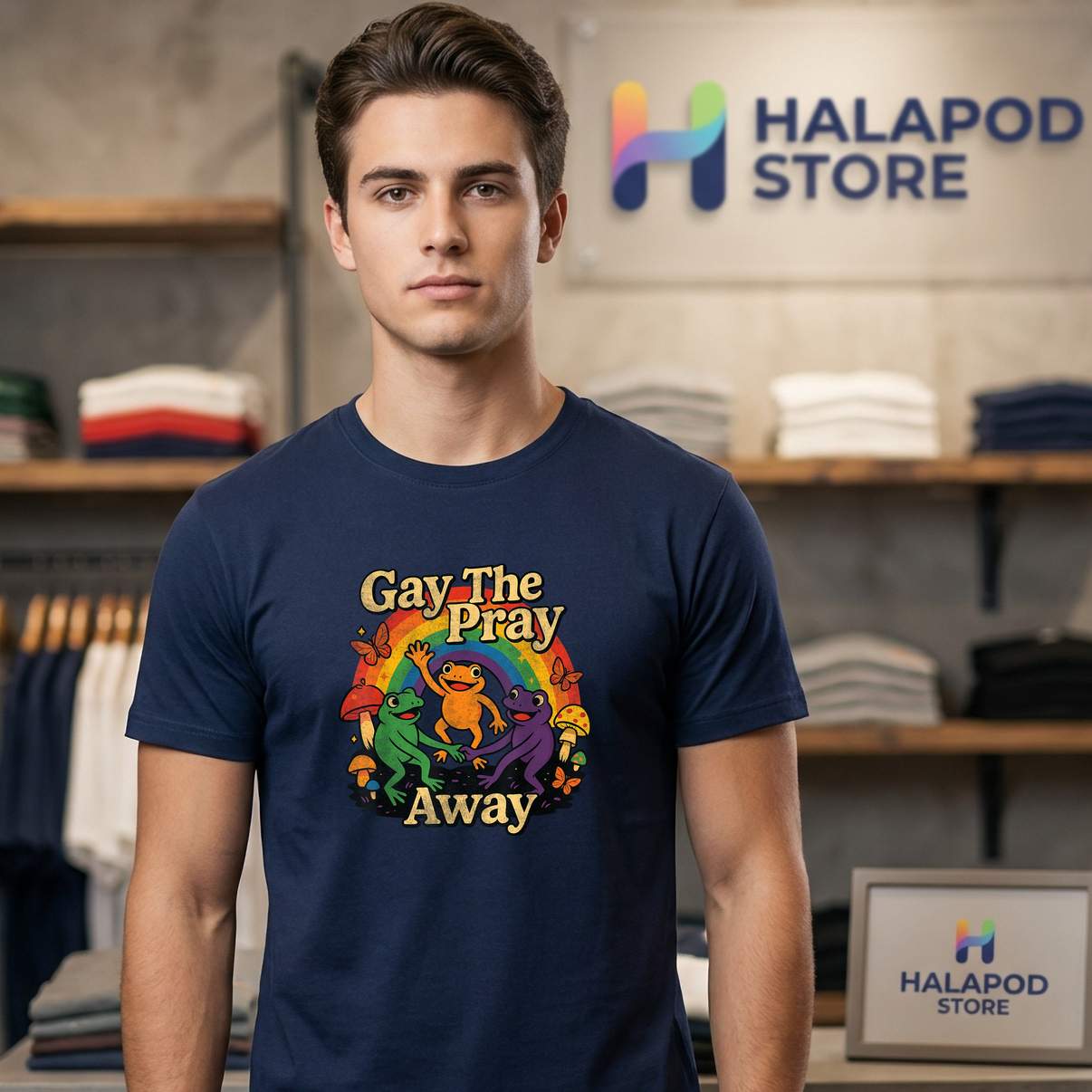 LGBTQ Rainbow Flag Funny TShirt Frogs Lover Gay The Pray Away Graphic For Mens