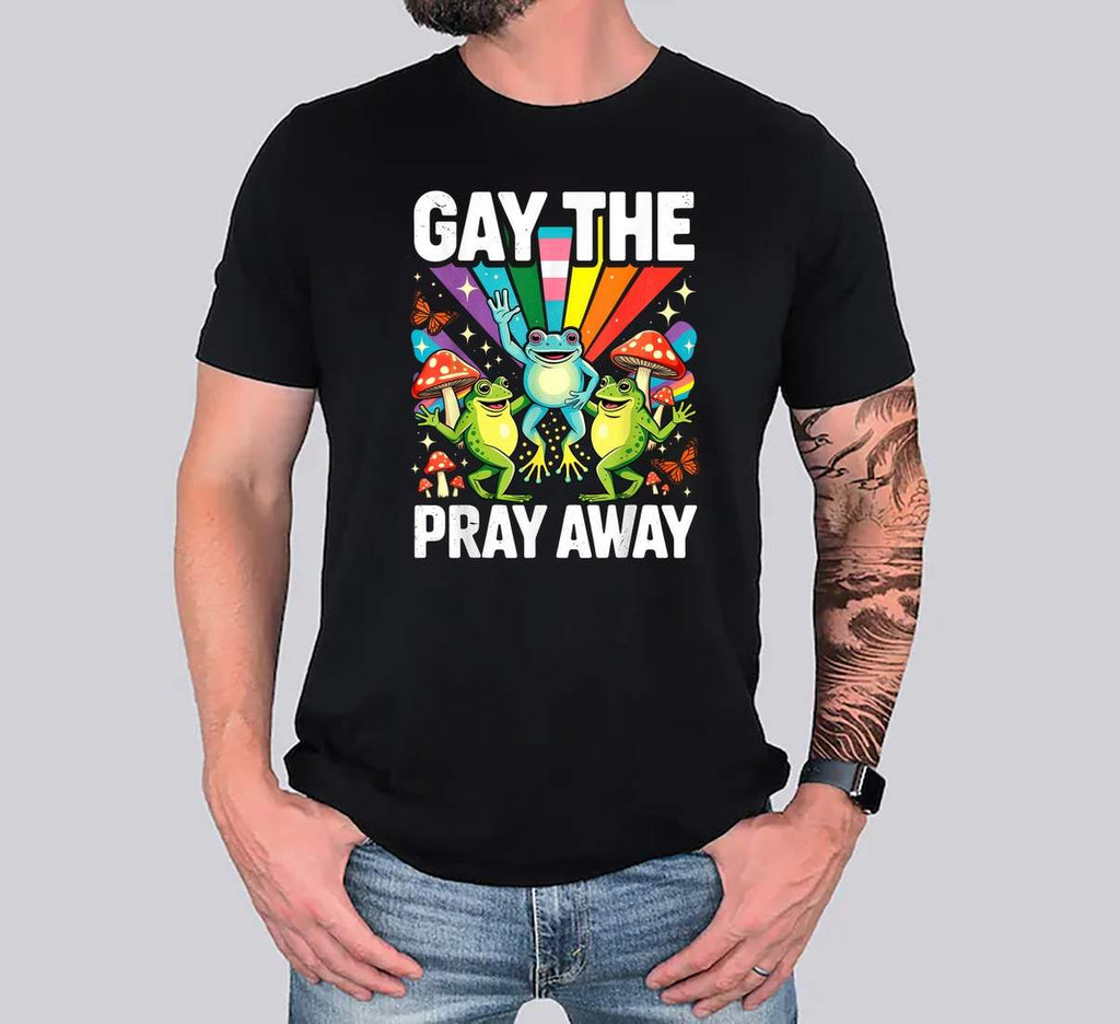 LGBTQ Rainbow Funny Frogs Shirt Gay The Pray Away Meme LGBT Pride Graphic Men