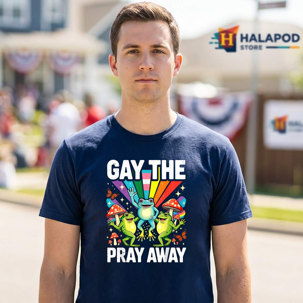 LGBTQ Rainbow Funny Frogs Tee Shirt Gay The Pray Away Meme LGBT Pride Graphic Men