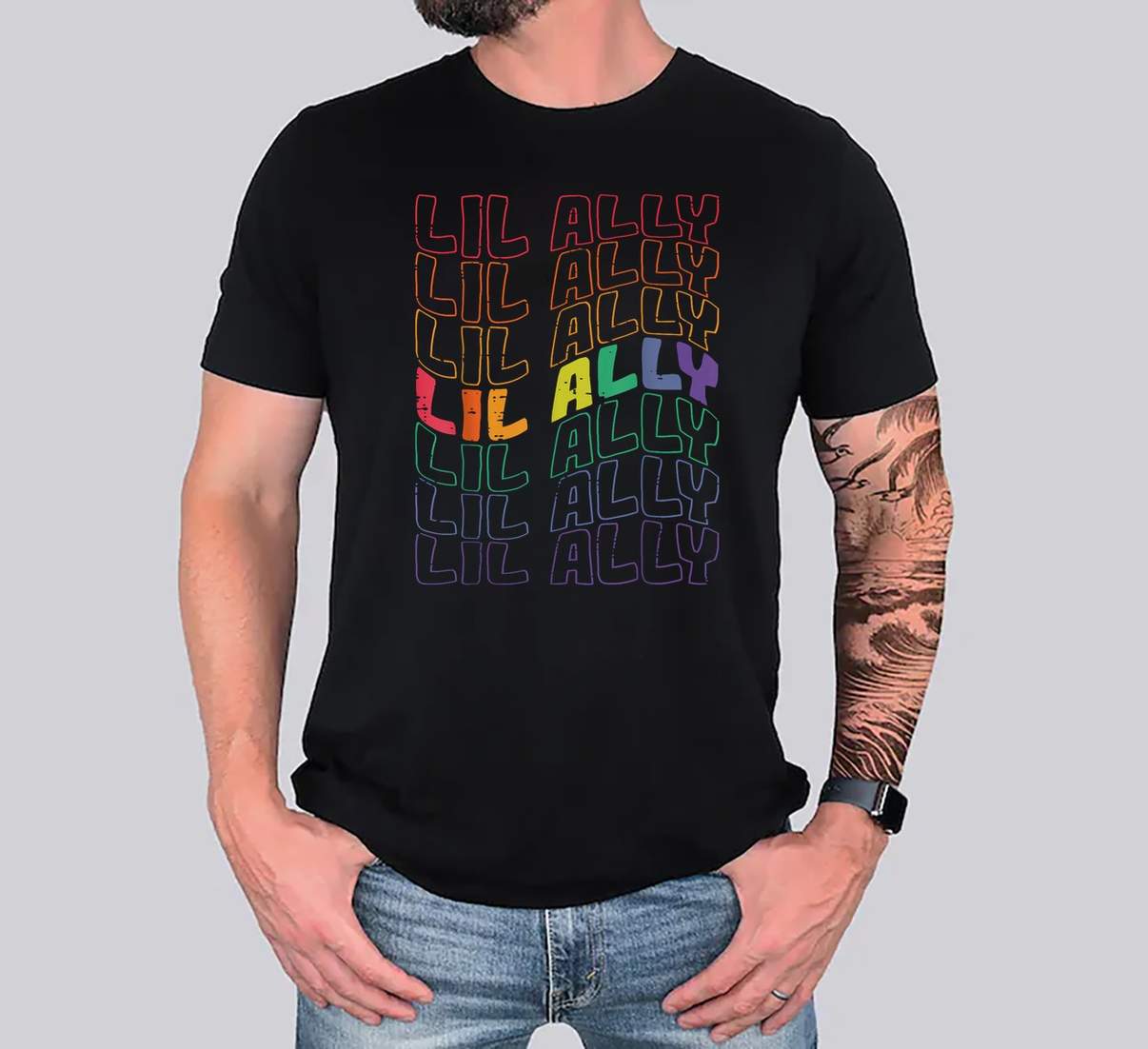 Lil Ally LGBTQ Rainbow Tee Shirt Gay Pride Month Kids Boys Girls Teen Graphic Men
