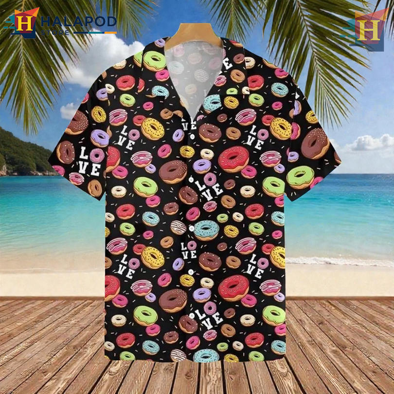 Love Donut Cute Food Art On Mens Funny Hawaiian Shirt Sweet Summer Vibe