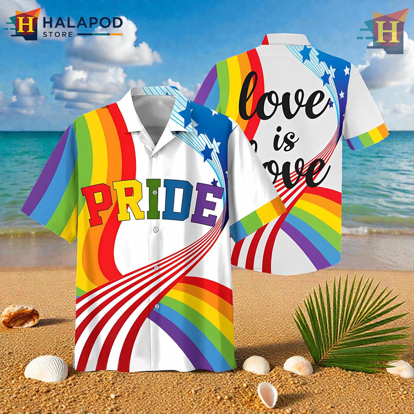 Love Is Love Rainbow Message With Matching Hawaiian Shirt Pride Month Wear