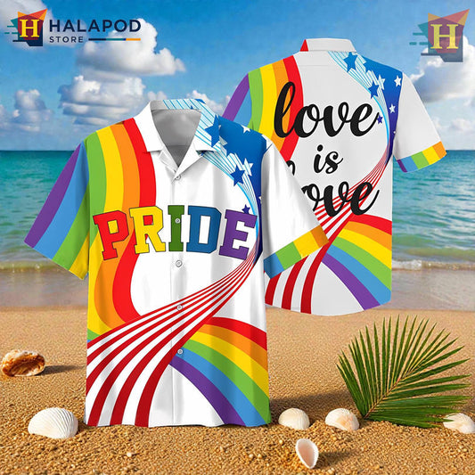 Love Is Love Rainbow Message With Matching Hawaiian Shirt Pride Month Wear