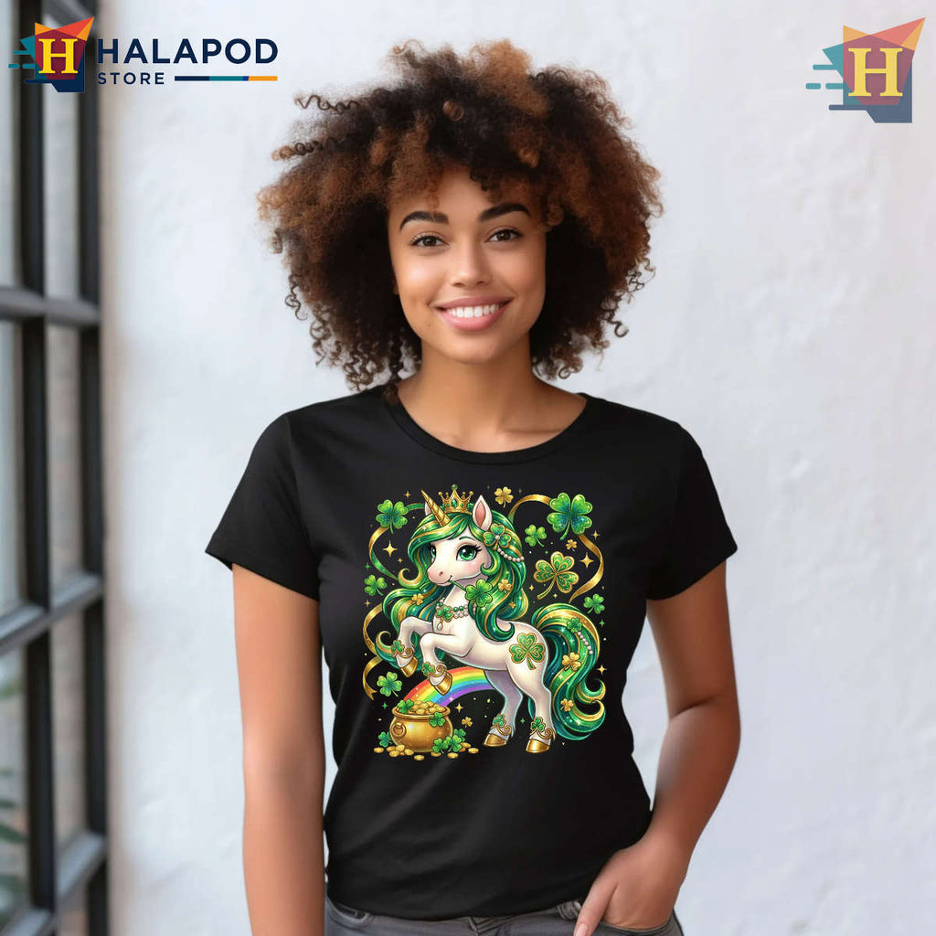 Magical Unicorn Shamrock Tee Cute St Patricks Day Womens Shirts Toddler