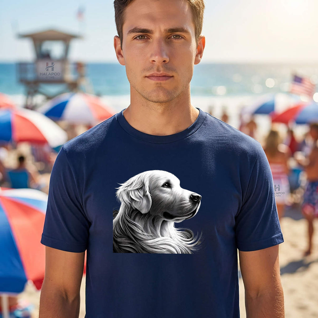 Majestic English Cream Retriever Shirt White Golden Sketch Devine Casual