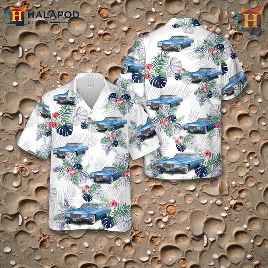 Matching Family Hawaiian Outfits Featuring Classic 1970 Cadillac DeVille Blue Hawaiian Shirt