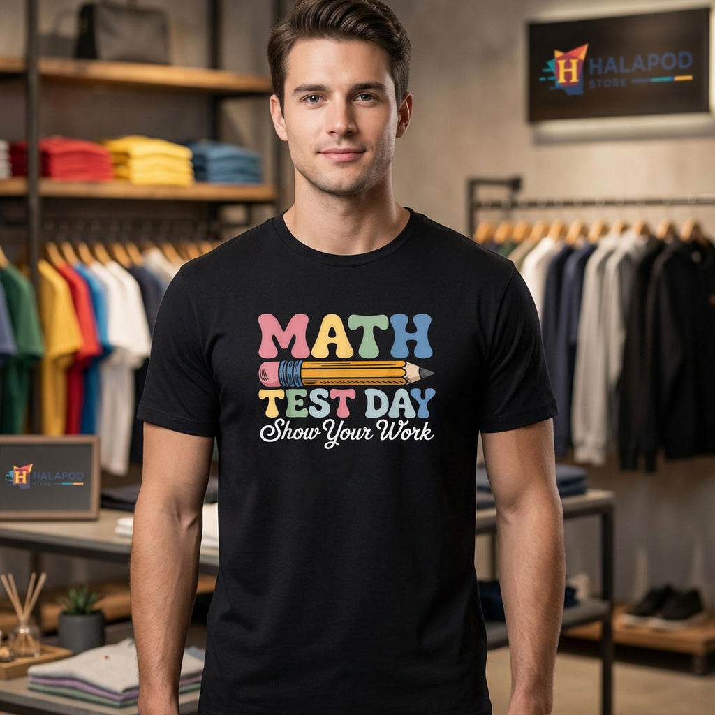 Math Test Day Show Your Work Shirt 2026 Groovy Math Teacher Testing Fan Apparel