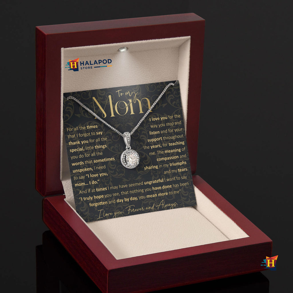 Meaningful Mothers Day Gift 2026 For Mom - Words Unspoken Message Card Necklace