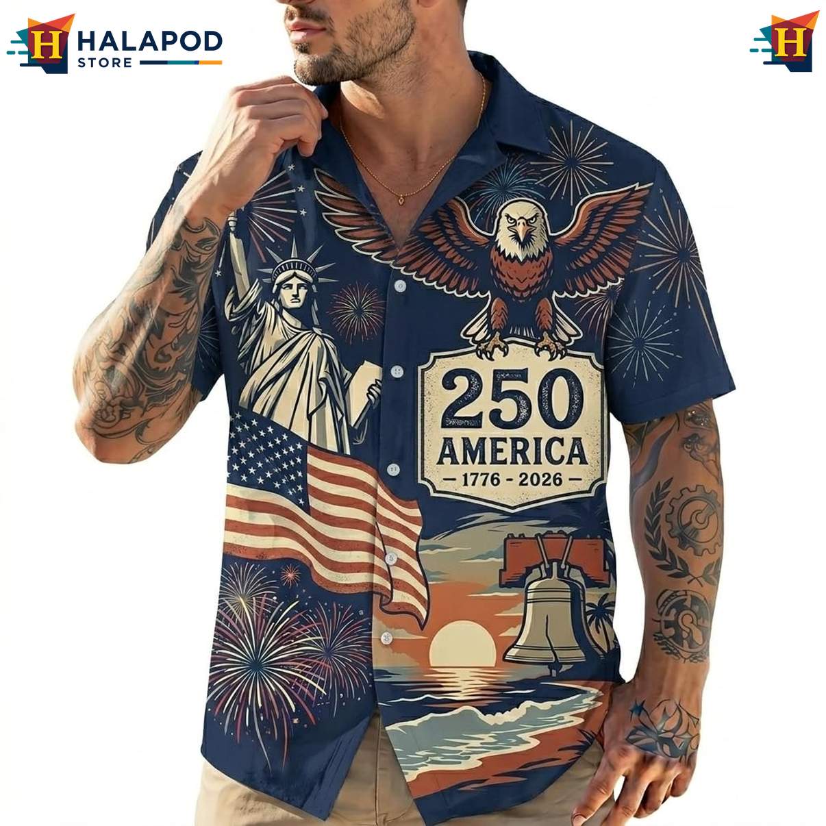 Mens 4th Of July Short-sleeve button-up shirt Short Sleeve Button Down Independence Day