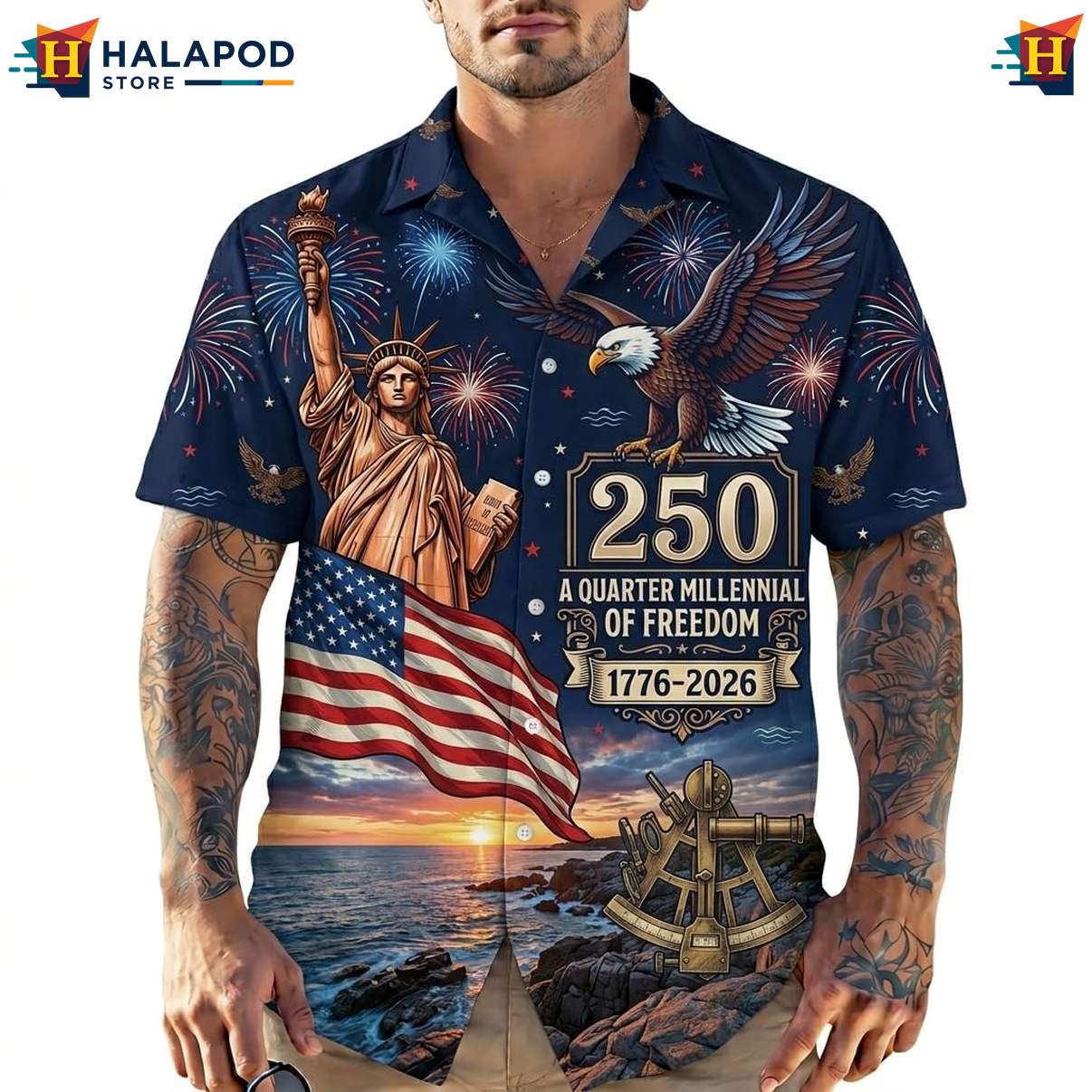 Mens Independence Day 4th Of July Shirt Hawaiian Short Sleeve Button Down
