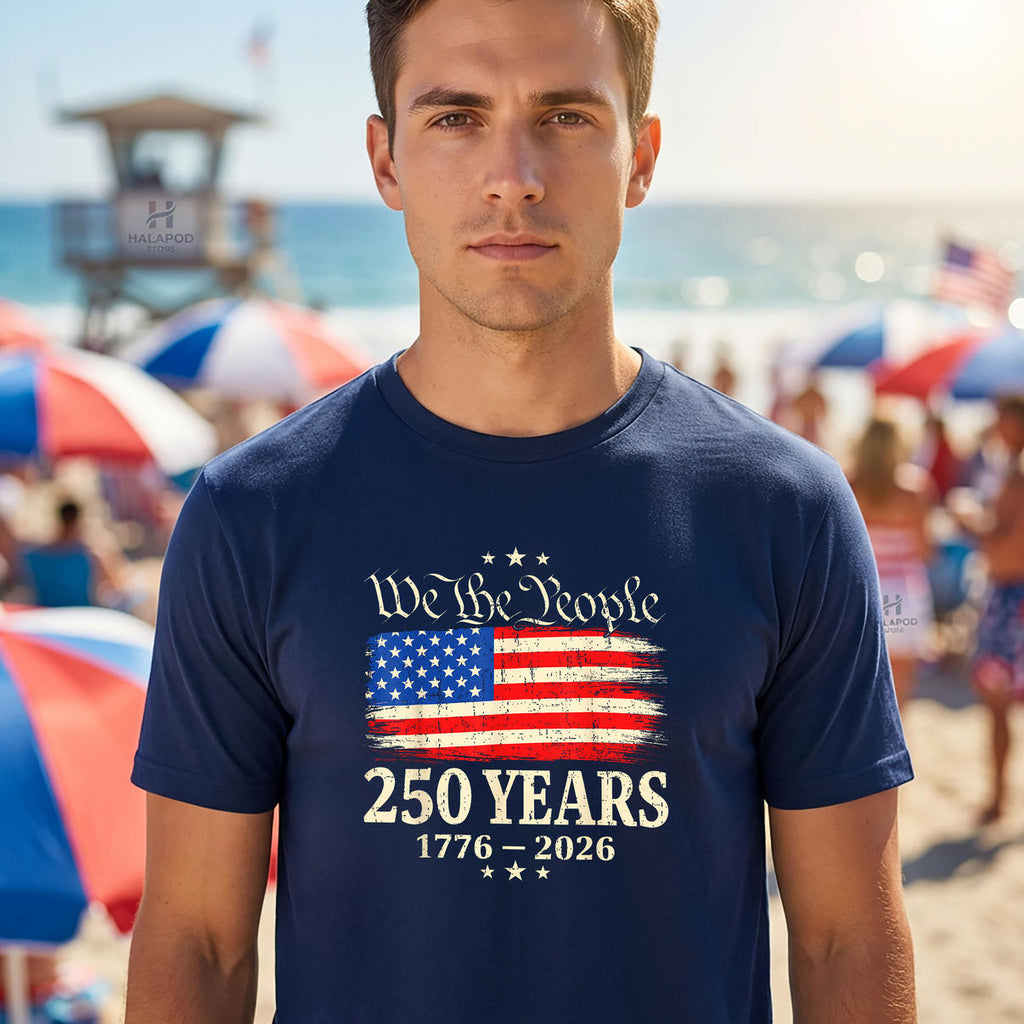 Mens Patriotic 250th Anniversary Shirt 2026 USA Fourth Of July Fan Apparel
