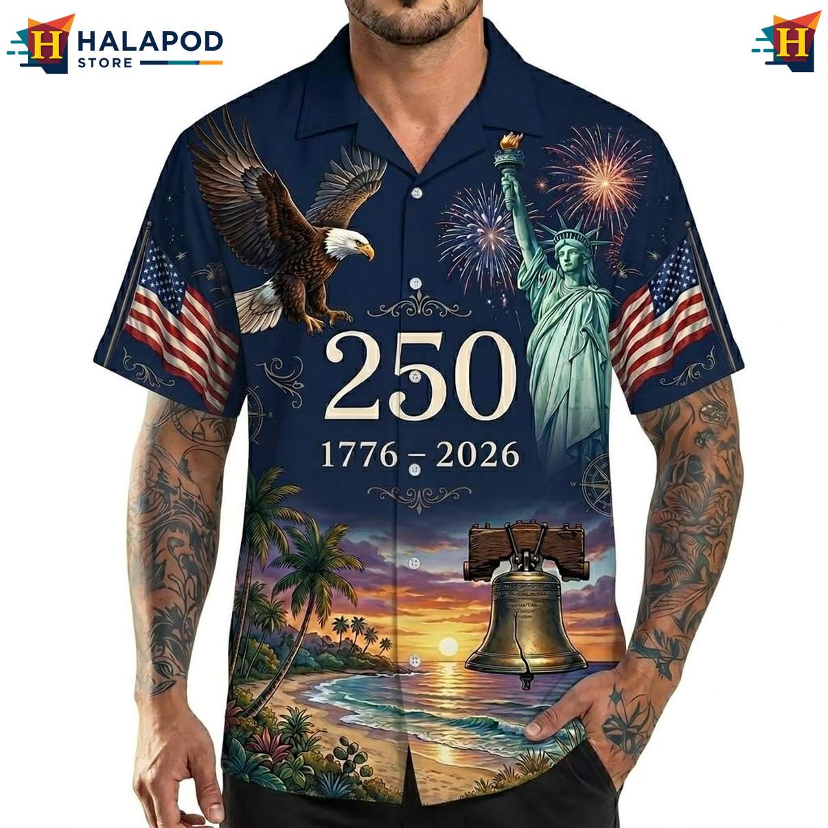Mens Patriotic 4th Of July Short-sleeve button-up shirt Short Sleeve Button Down Shirts