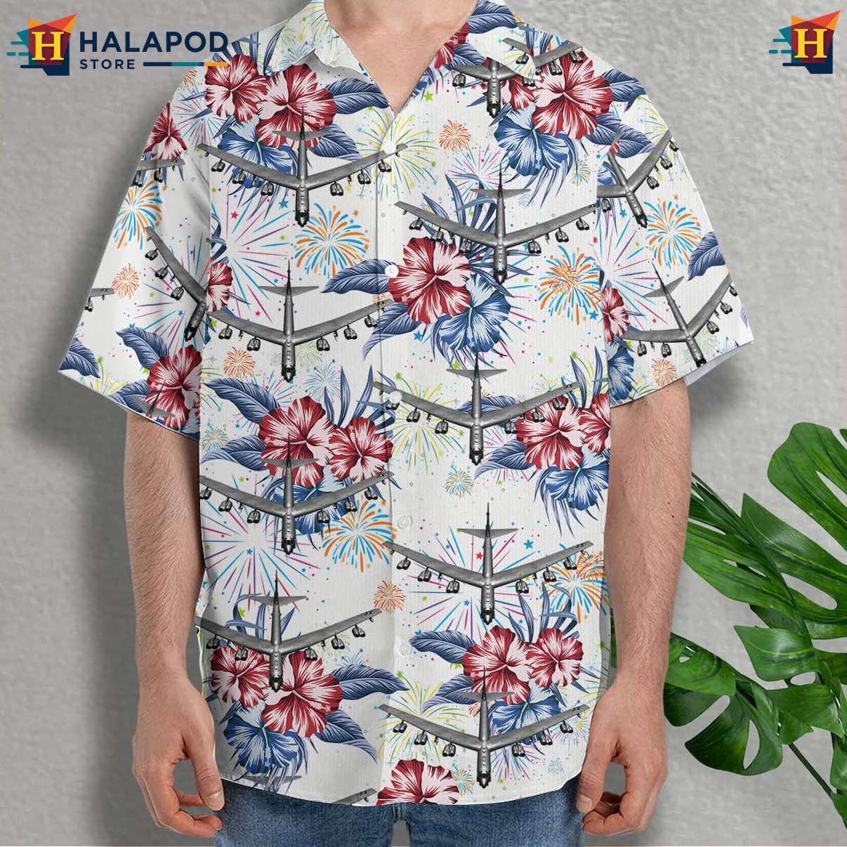 Military Airplane Aloha Shirt For Men Veteran Linen Button Down Beach Outfit