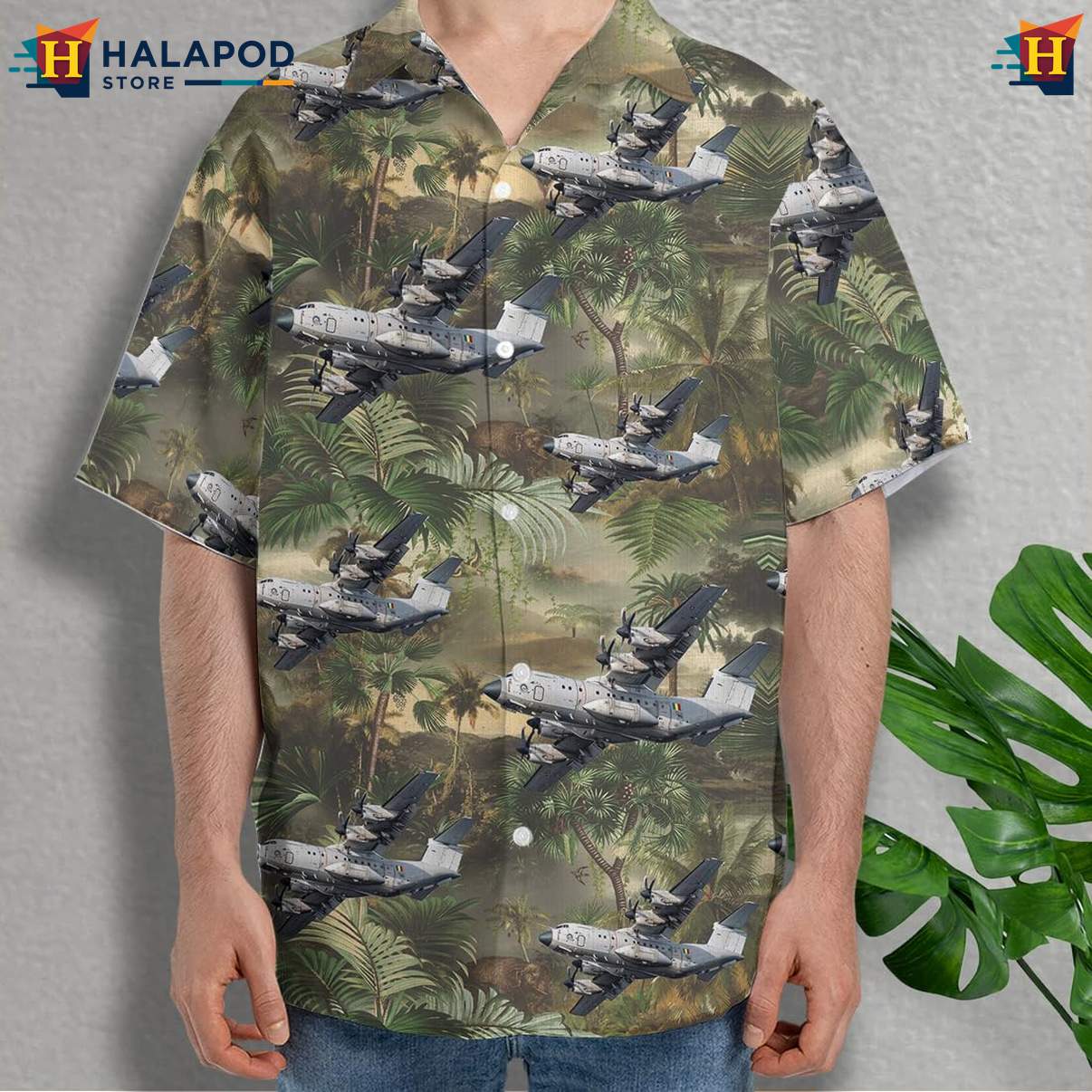 Military Airplane Beach Shirt Mens Veteran Linen Button Down Hawaiian Outfit