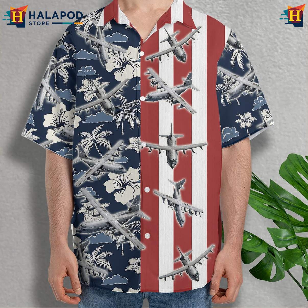 Military Airplane Tropical Shirt Mens Veteran Linen Button Down Beach Outfit