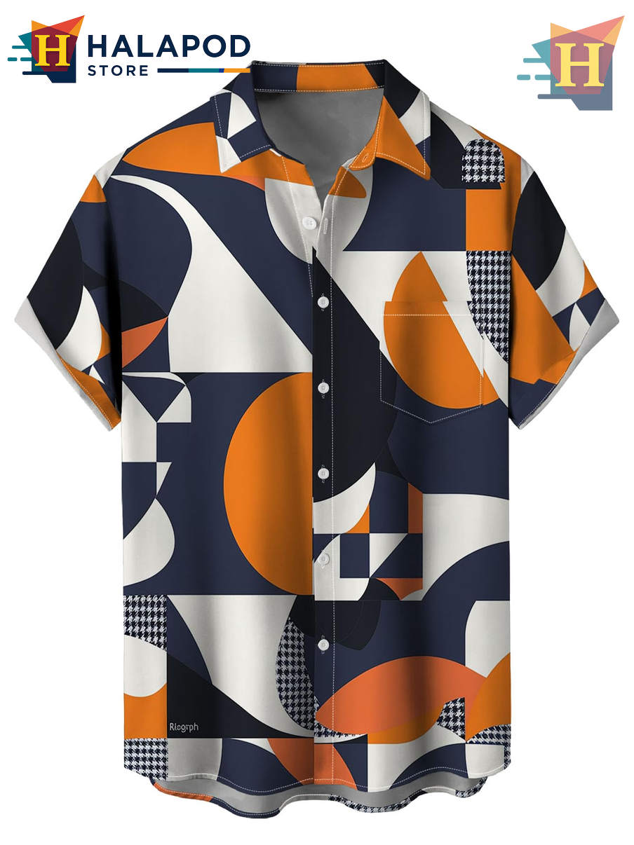 Mixcolor Irregular Graphics Hawaiian Shirt Tropical Holiday Casual Beach Gear