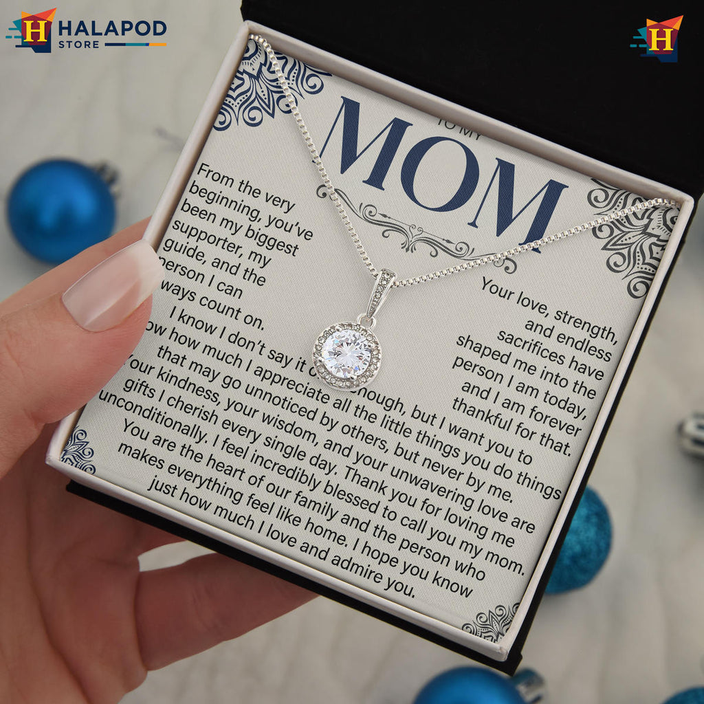 Mom Keepsake - Heart Of Our Family Message Card Necklace For Mothers Day 2026