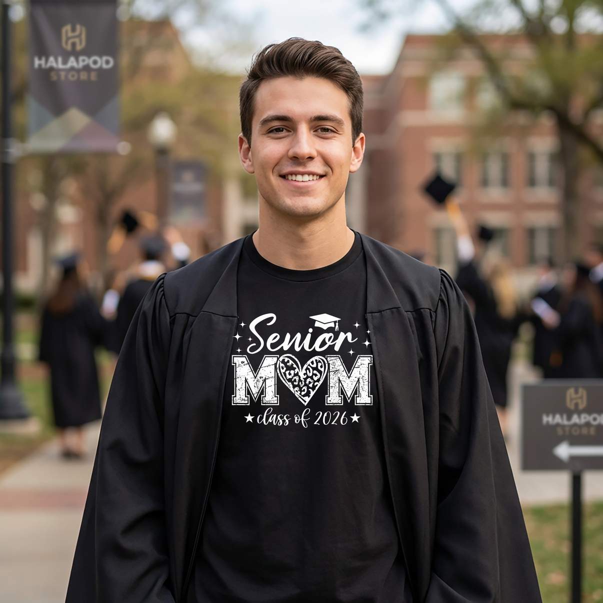 Mom Of A 2026 Graduate T-Shirt Proud Senior Class Of Graphic Design Lover Womens