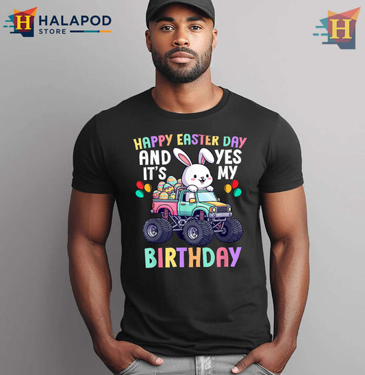 Monster Truck Birthday Boy Graphic Fun Easter Shirts Kids Party Tee