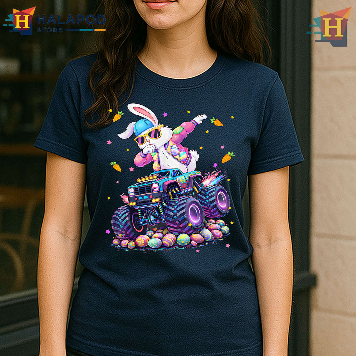 Monster Truck Bunny Graphic Kids Style Funny Easter Shirts