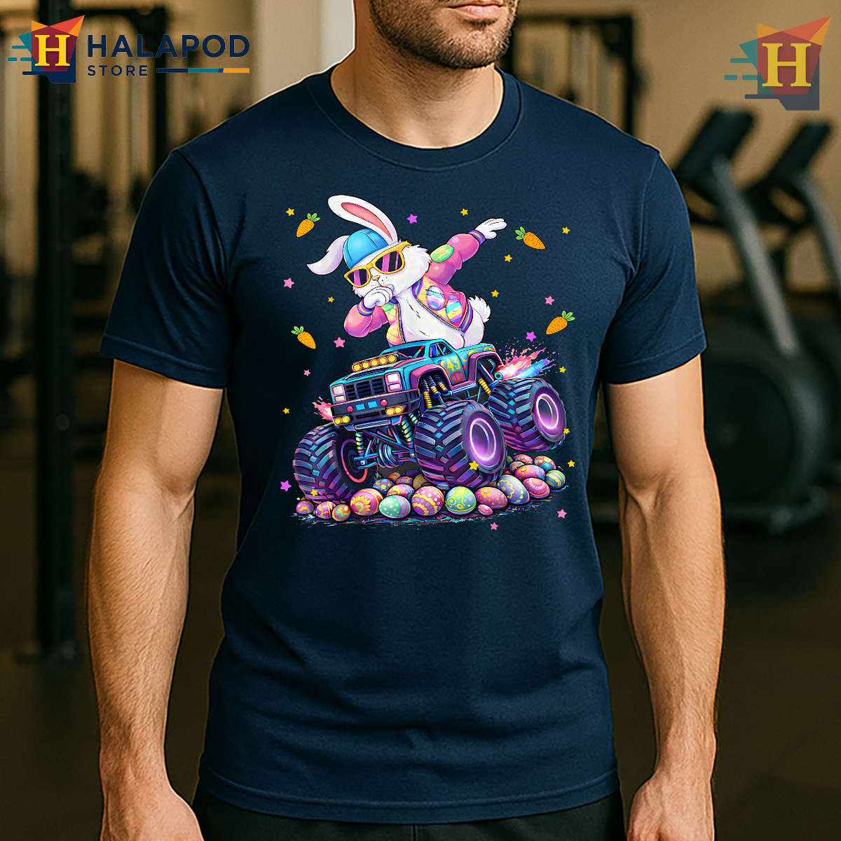 Monster Truck Bunny Graphic Kids Style Funny Easter Shirts