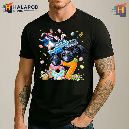 Monster Truck Dabbing Rabbit Cool Graphic Funny Easter Shirts