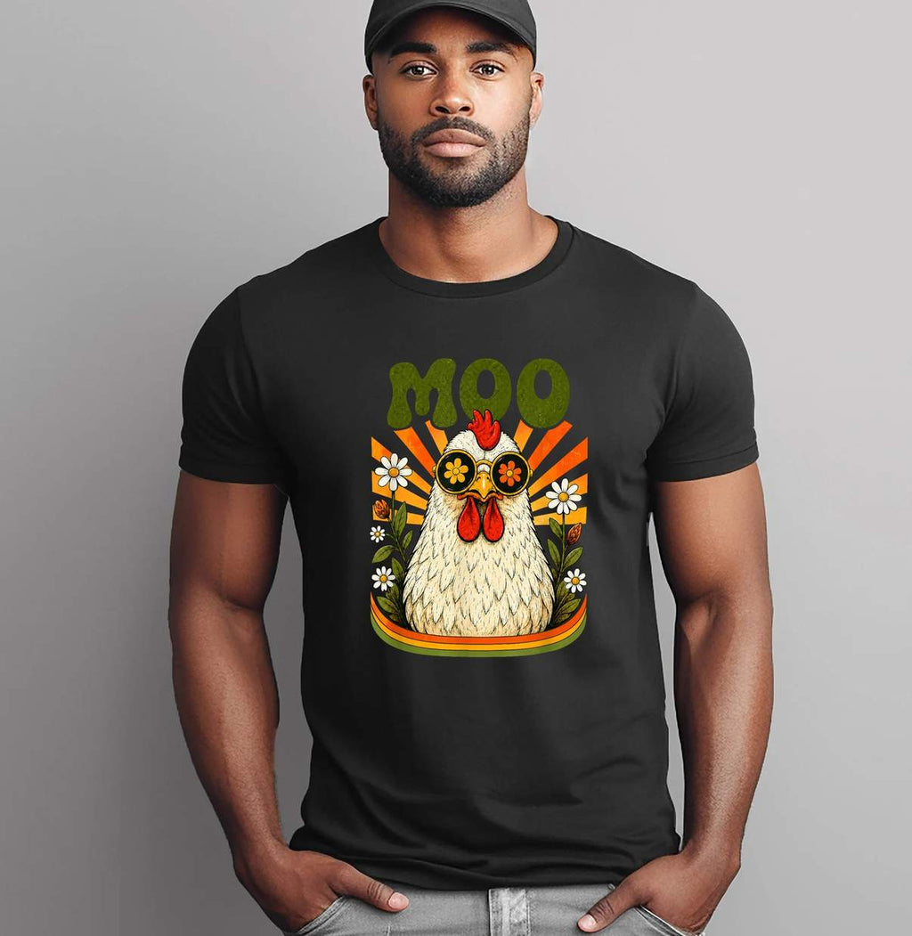 Moo Chicken Farm Animal Shirt Funny Vintage Graphic Design Apparel Men