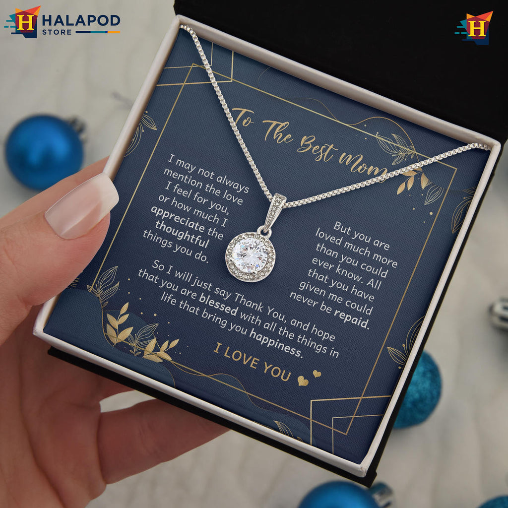 Mothers Day 2026 Gift For Best Mom - Thoughtful Things Message Card Necklace