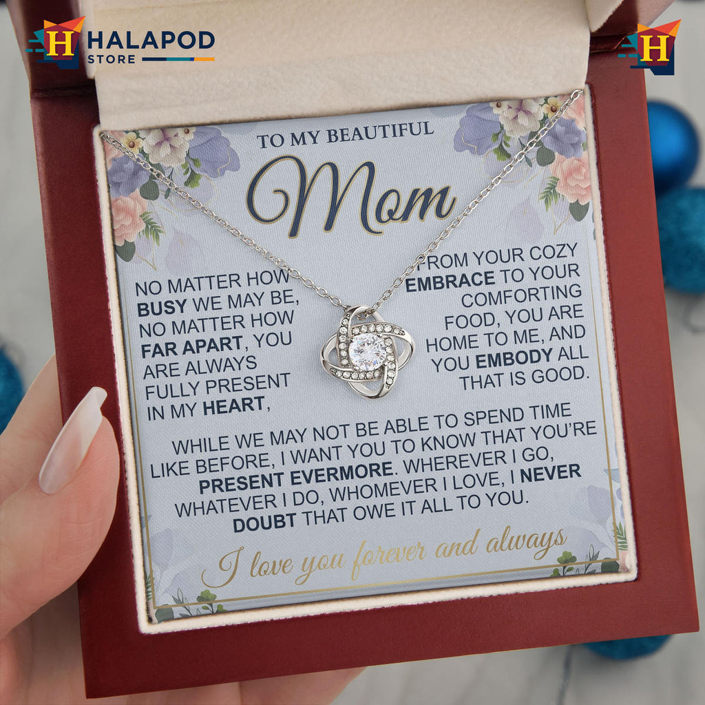 Mothers Day 2026 Gift For Mom - Present Evermore Message Card Necklace