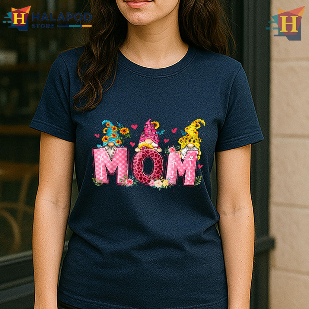 Floral Mom Gnomes T-Shirt Cute Daughter Women Mothers Day
