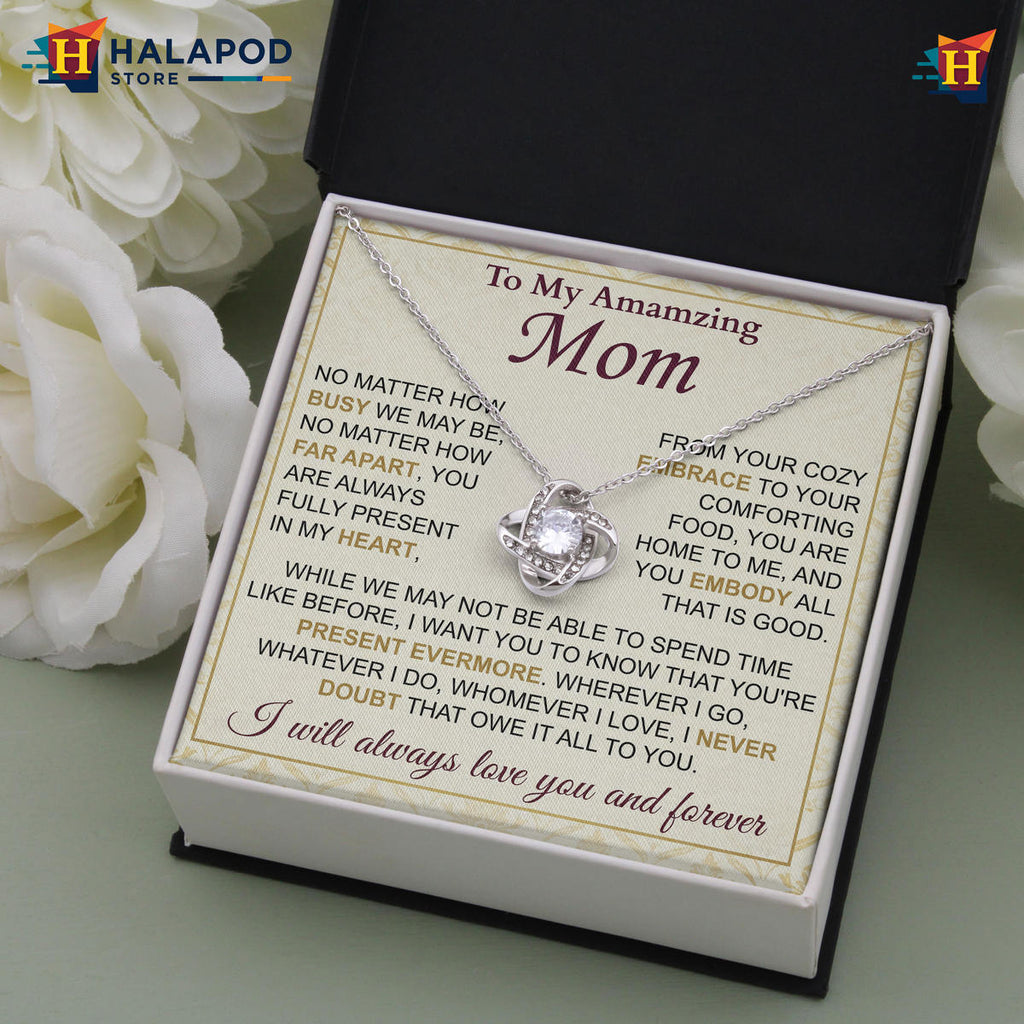 Mothers Day Gift 2026 For Amazing Mom - Cozy Embrace Message Pendant