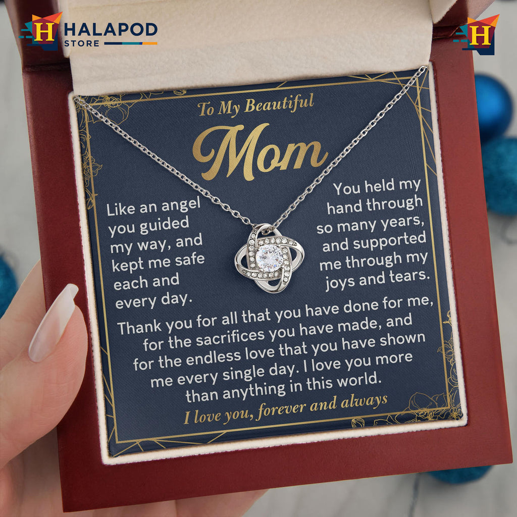 Mothers Day Gift 2026 For Beautiful Mom - Like An Angel Message Card Necklace