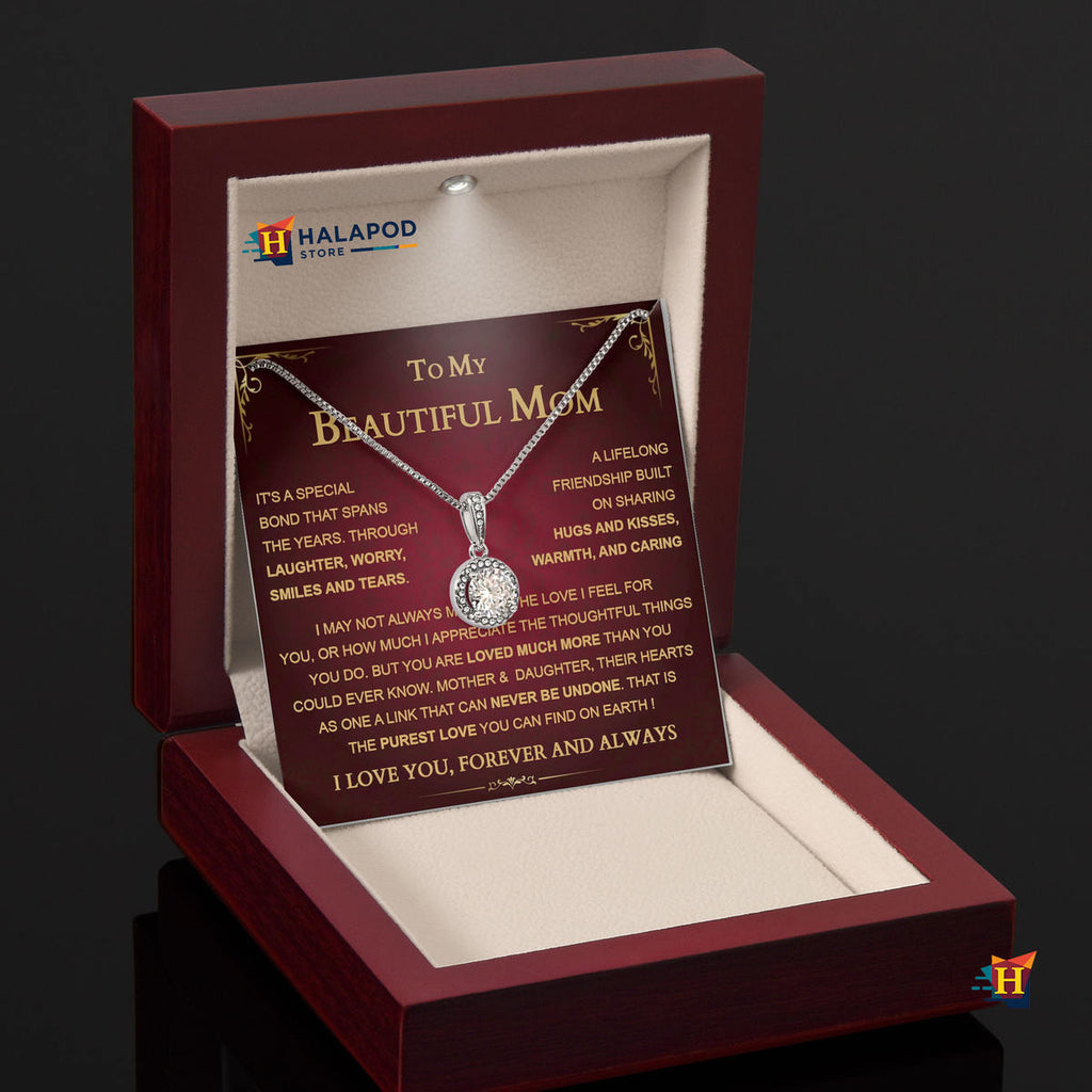 Mothers Day Gift 2026 For Beautiful Mom - Purest Love Message Card Necklace