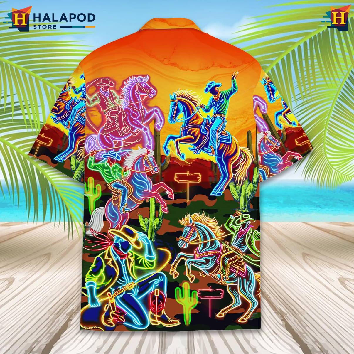 Multicolor Cowboy Short-sleeve button-up shirt Funny Alien UFO Short Sleeve Button Down