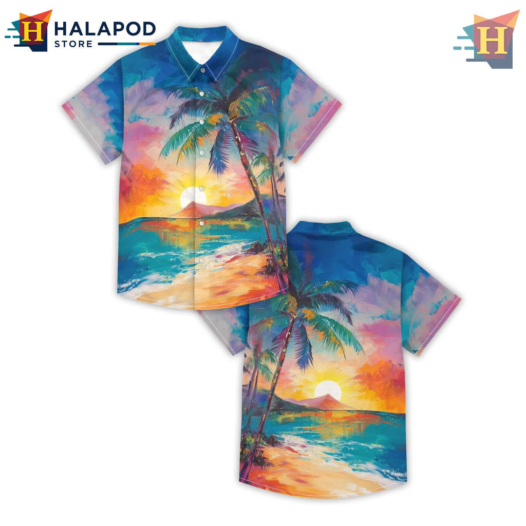 Multicolor Hawaiian Shirt Summer Beach Tropical Vacation Casual Aloha Apparel