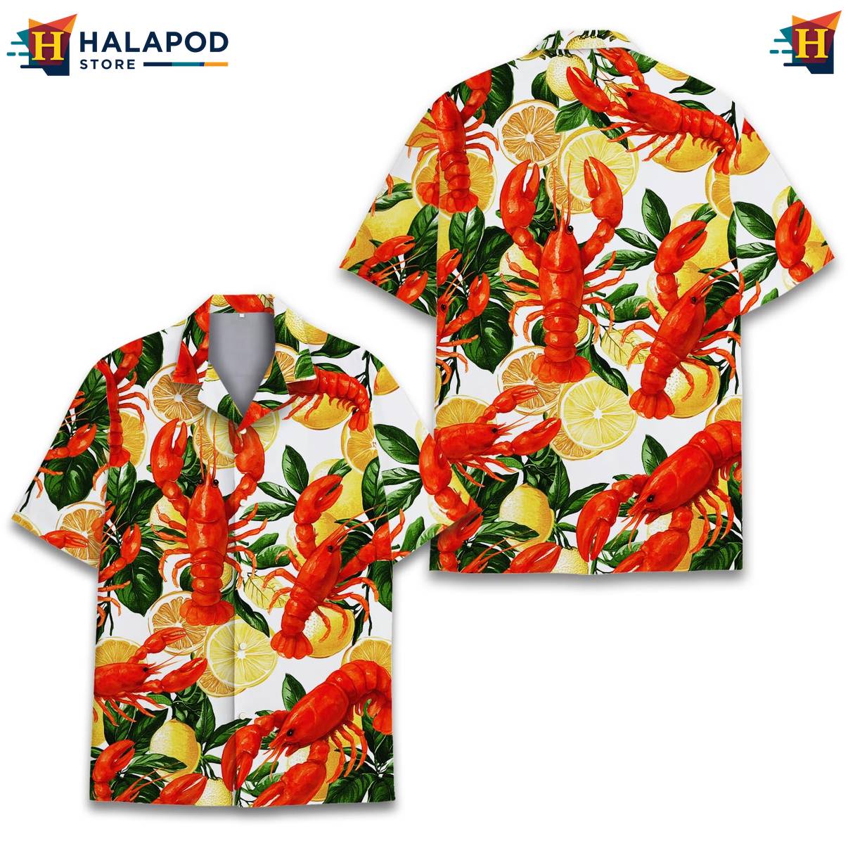 Multicolor Lobster Short-sleeve button-up shirt Funny Alien UFO Short Sleeve Button Down