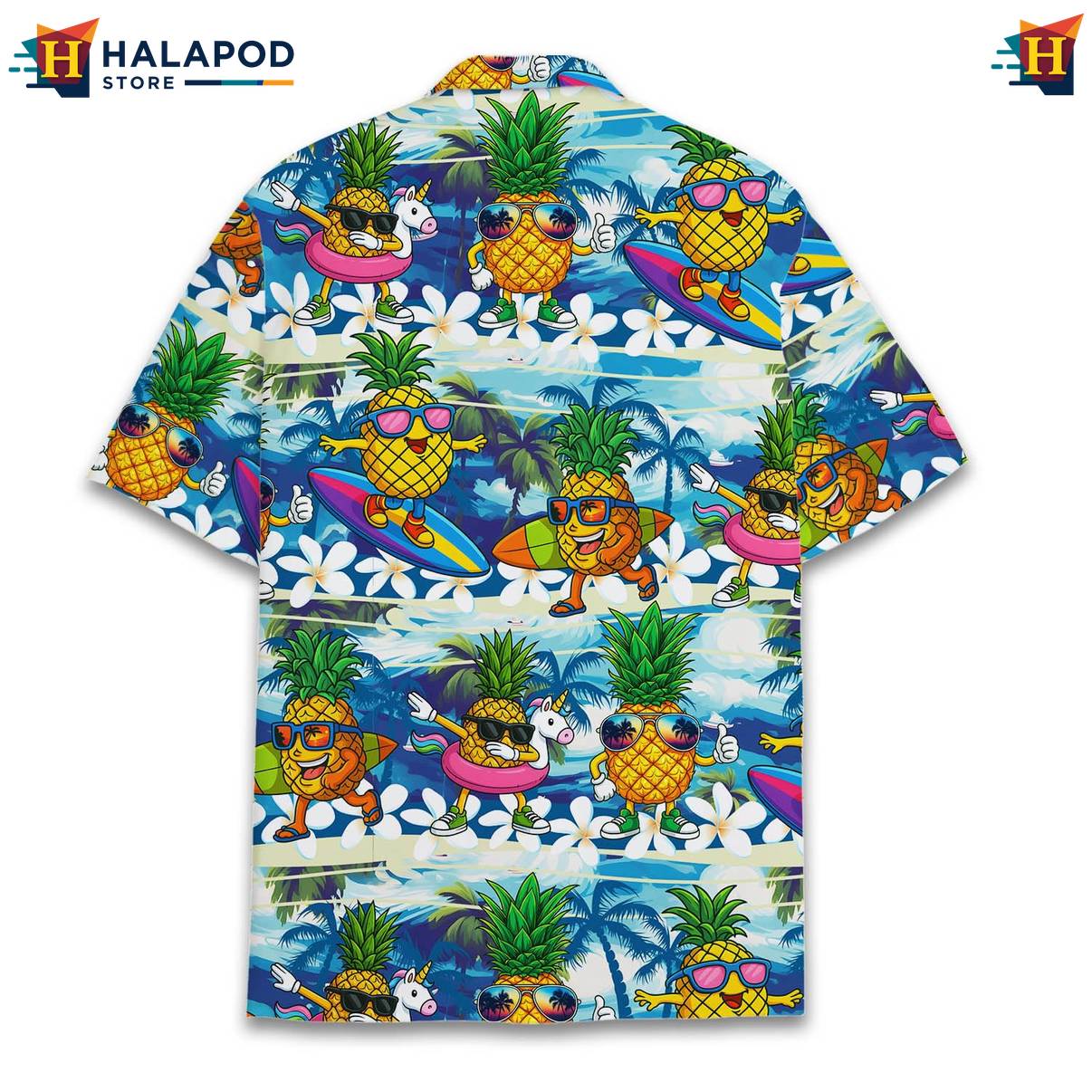 Multicolor Pineapple Short-sleeve button-up shirt Funny Alien UFO Short Sleeve Button