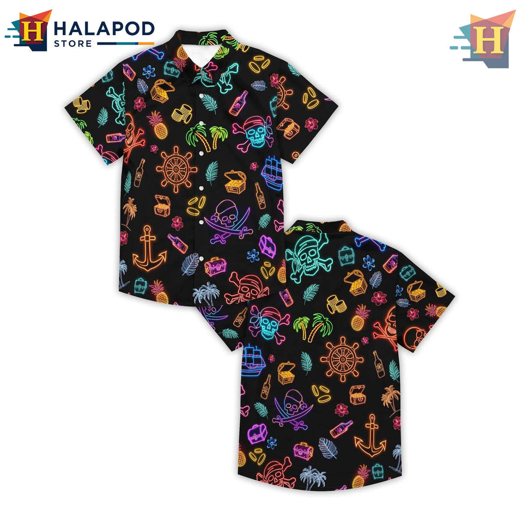 Multicolor Pirate King Hawaiian Shirt Funny Summer Beach Vacation Casual Apparel