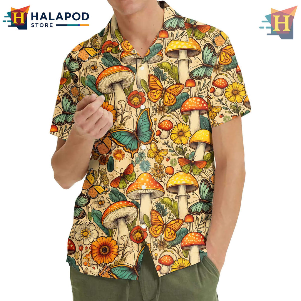 Mushroom Summer Beach Hawaiian Shirt 2026 Tropical Casual Mens Fan Apparel Gear