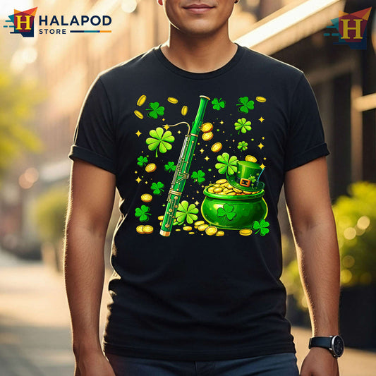 Musician Shamrock Coin Tee T Shirt St Patricks Day Bassoon Player Gift