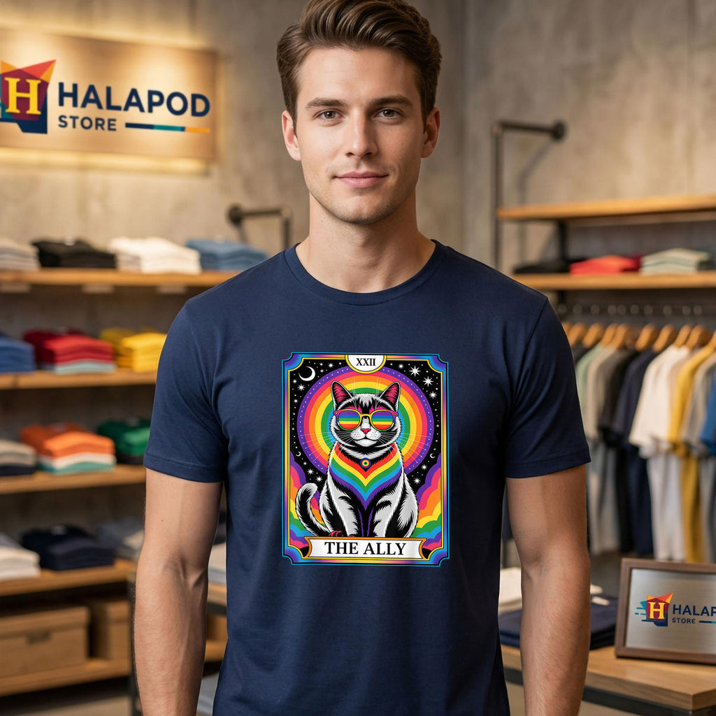 Mystical Tarot Rainbow Cat The Ally Shirt 2026 LGBTQ Pride Gay Fan Apparel