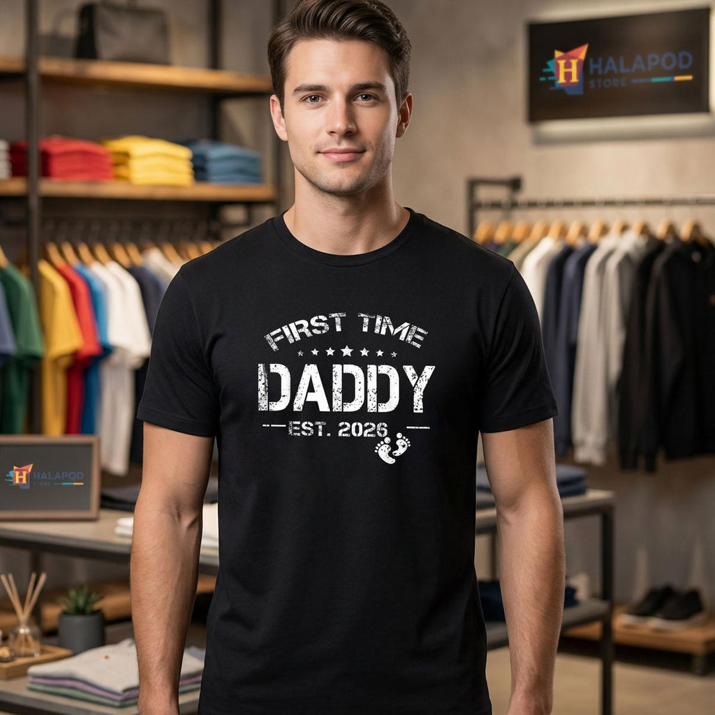 New Dad First Time Daddy Est Shirt 2026 Fathers Day Family Fan Apparel Gifts