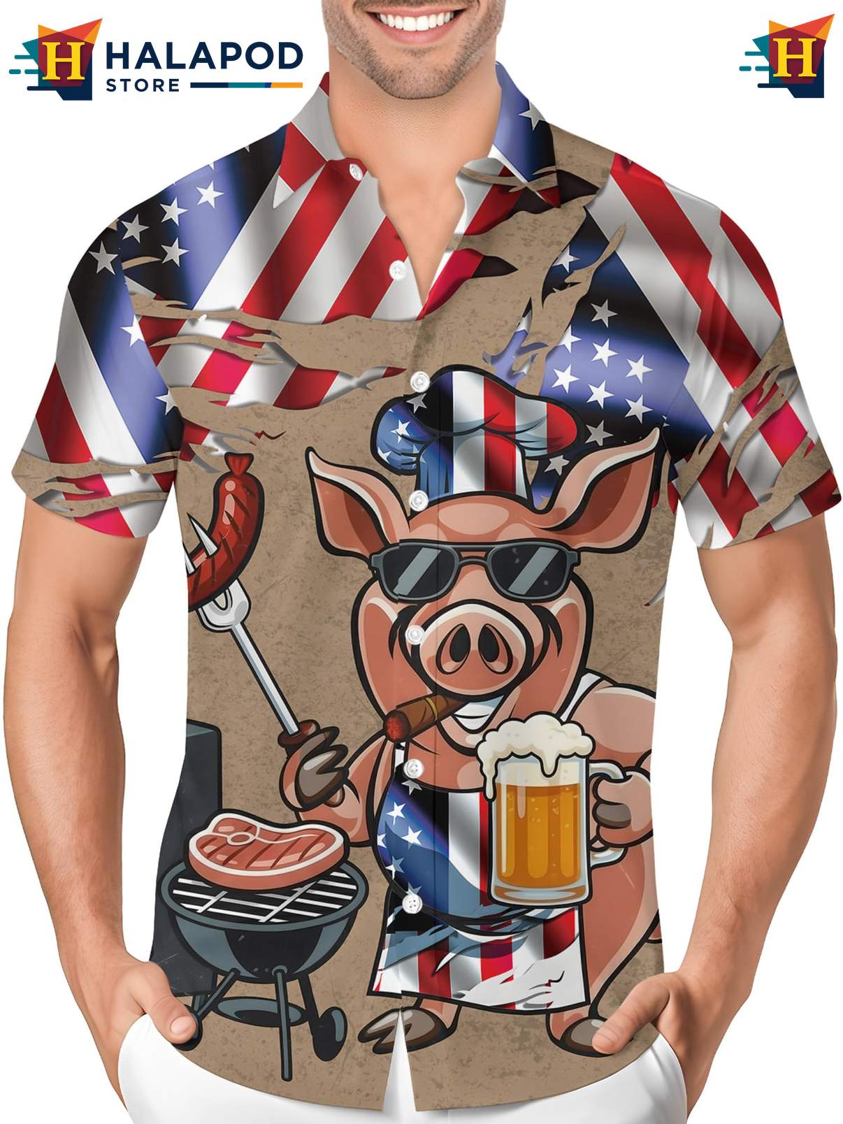Novelty Aloha Shirt For Men Funny Crazy Graphic Button Down Summer Beachwear