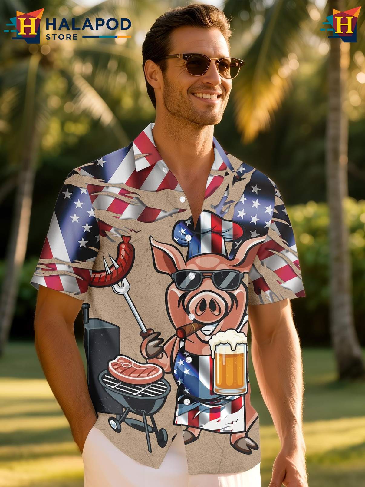Novelty Aloha Shirt For Men Funny Crazy Graphic Button Down Summer Beachwear
