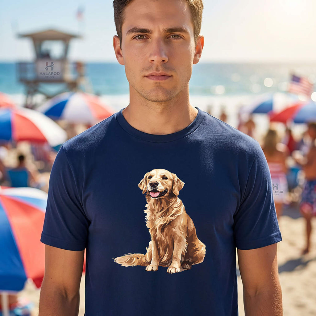 Novelty Golden Retriever Shirt Cute Dog Lover Funny Graphic Casual Mens