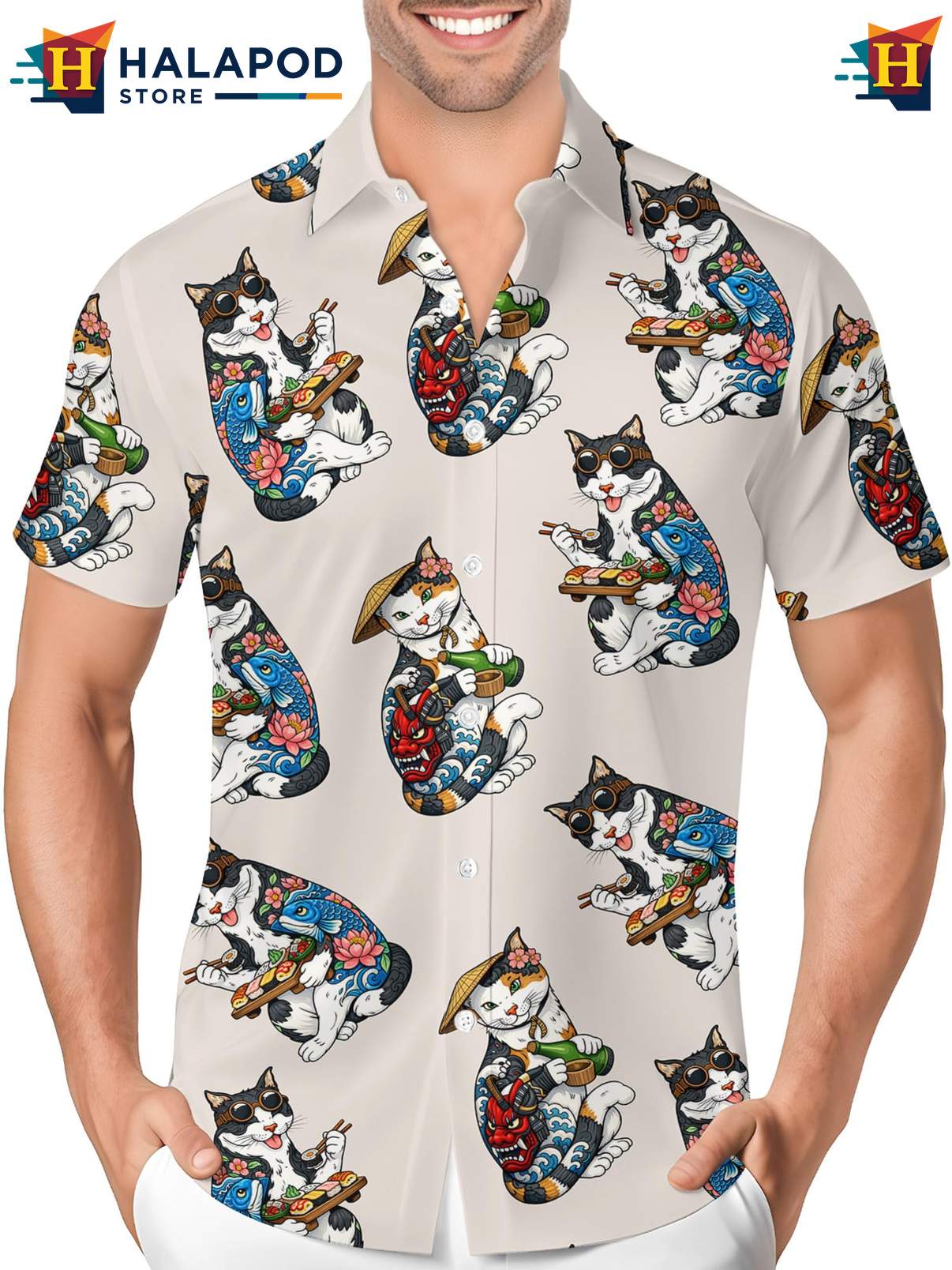 Novelty Summer Beach Shirt Mens Hawaiian Funny Crazy Graphic Button Down Top