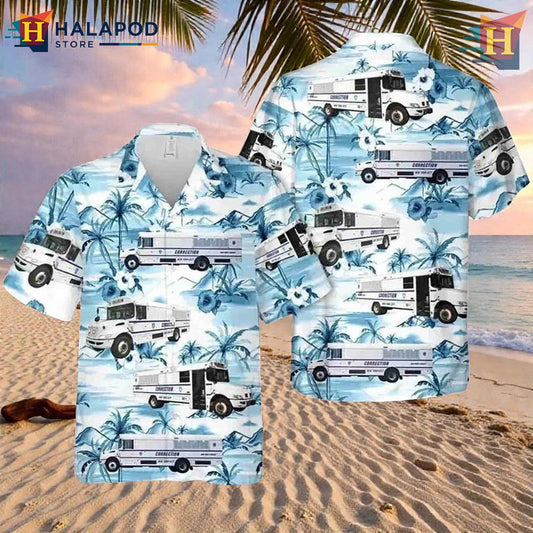 NYC Department Of Correction Bus Design On Vintage Aloha Shirt Bold Statement