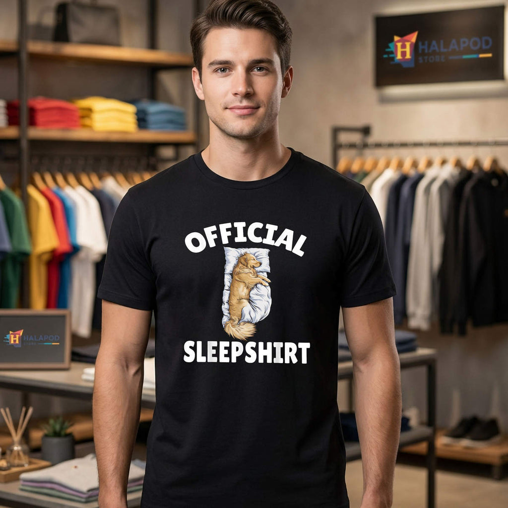 Official Sleepshirt Retriever Shirt Napping Pajamas Golden Dog Casual Mens