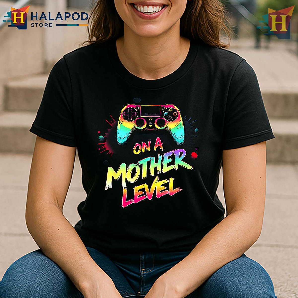 On A Mother Level Gamer Design Funny Mom T Shirts