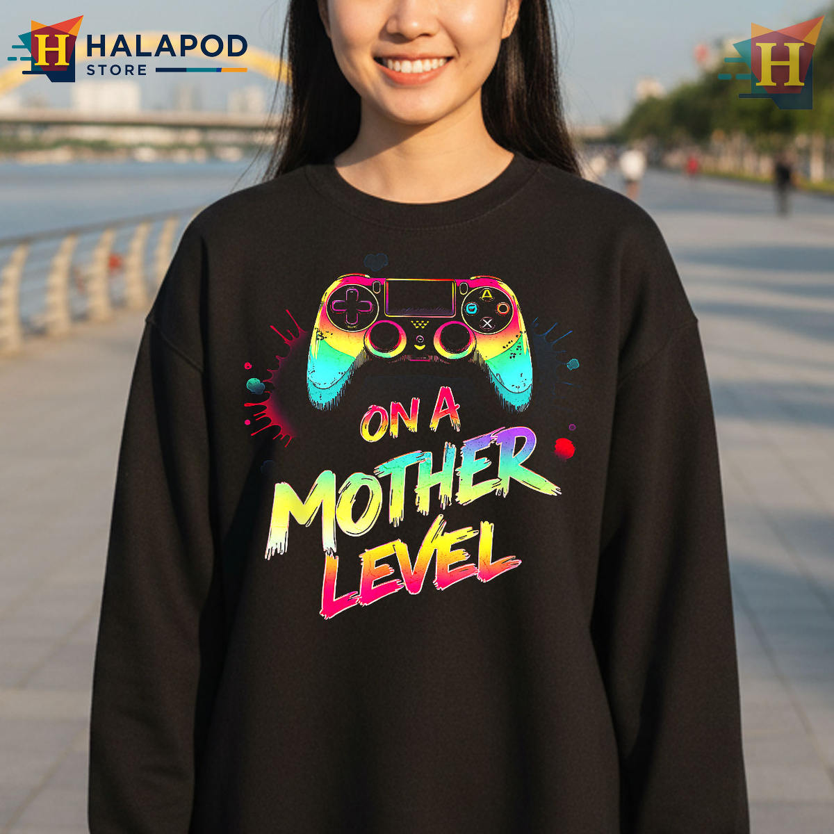 On A Mother Level Gamer Design Funny Mom T Shirts